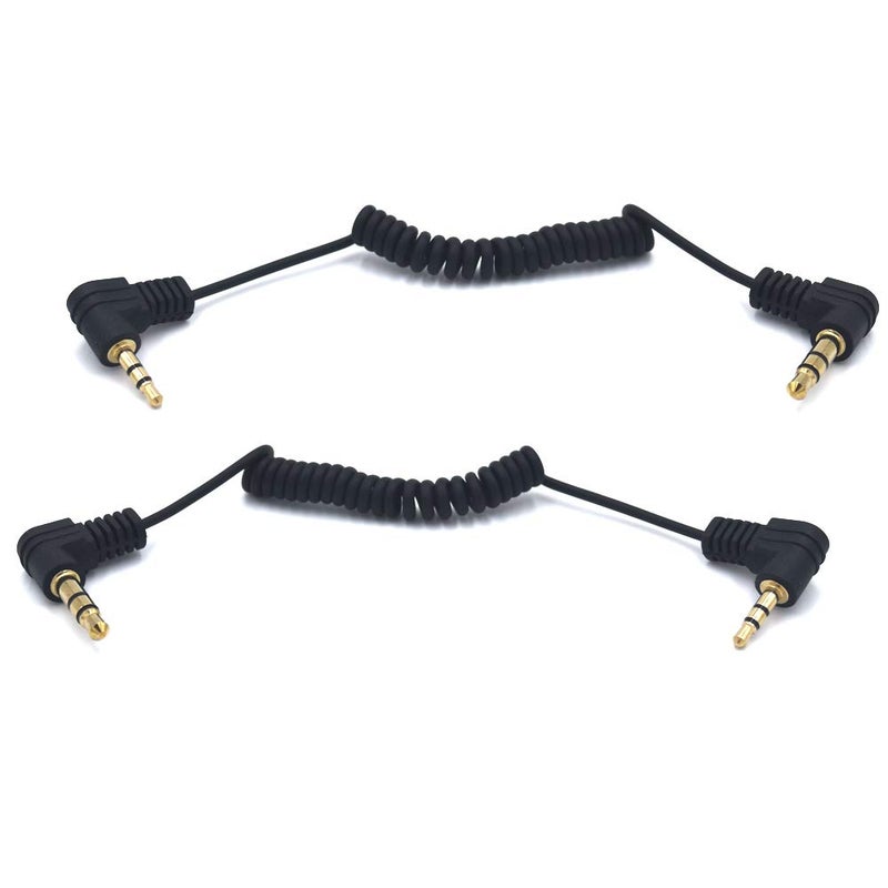 Kework 12 Inch 3.5mm to 2.5mm Audio Coiled Cable, 2 Pack, 90 Degree Angle 1/8" 3.5mm TRS Male to 90 Degree Angle 2.5mm TRS Male Jack Stereo Headphone Aux Spring Spiral Cord, Cable OD 1.5mm - Image 1